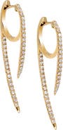 BY ADINA EDEN Diamond Pave Clawed Front Back Huggie Earring 14K