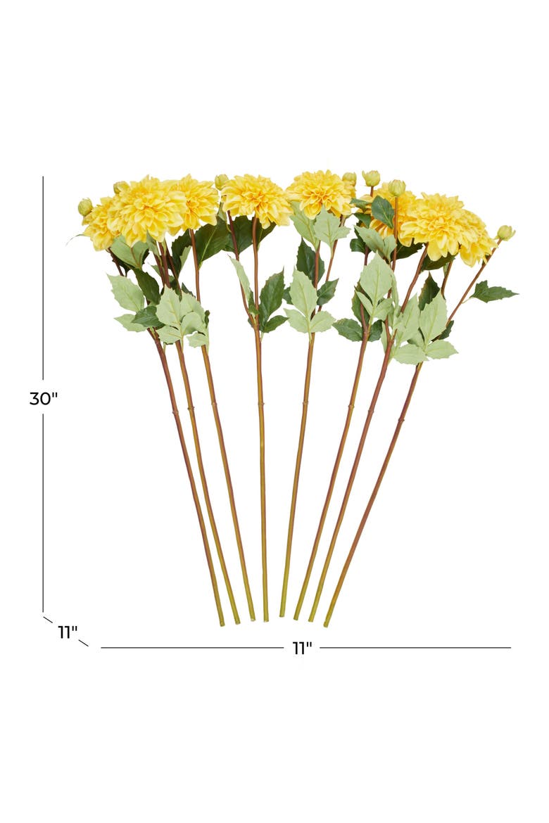 Set of Eight Yellow Dahlia Artificial Flowers, Alternate, color, YELLOW