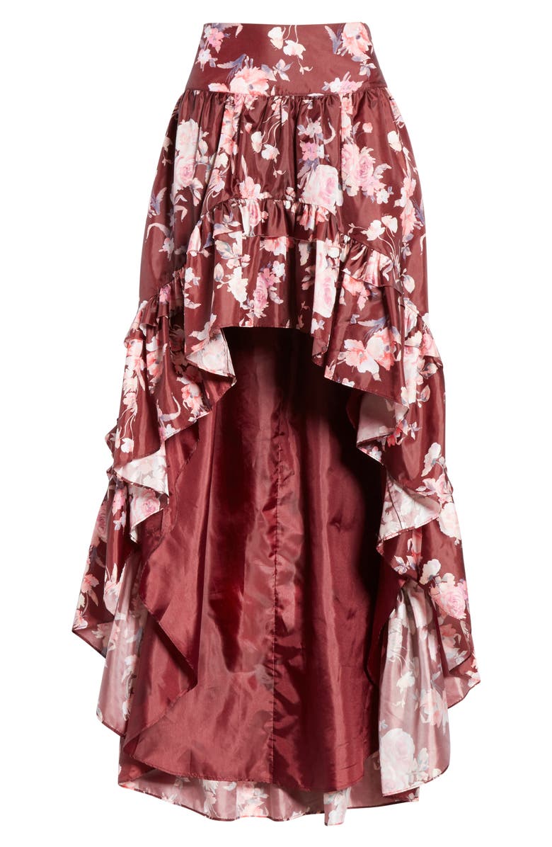 LoveShackFancy Kalista High/Low Ruffle Skirt, Alternate, color, 
