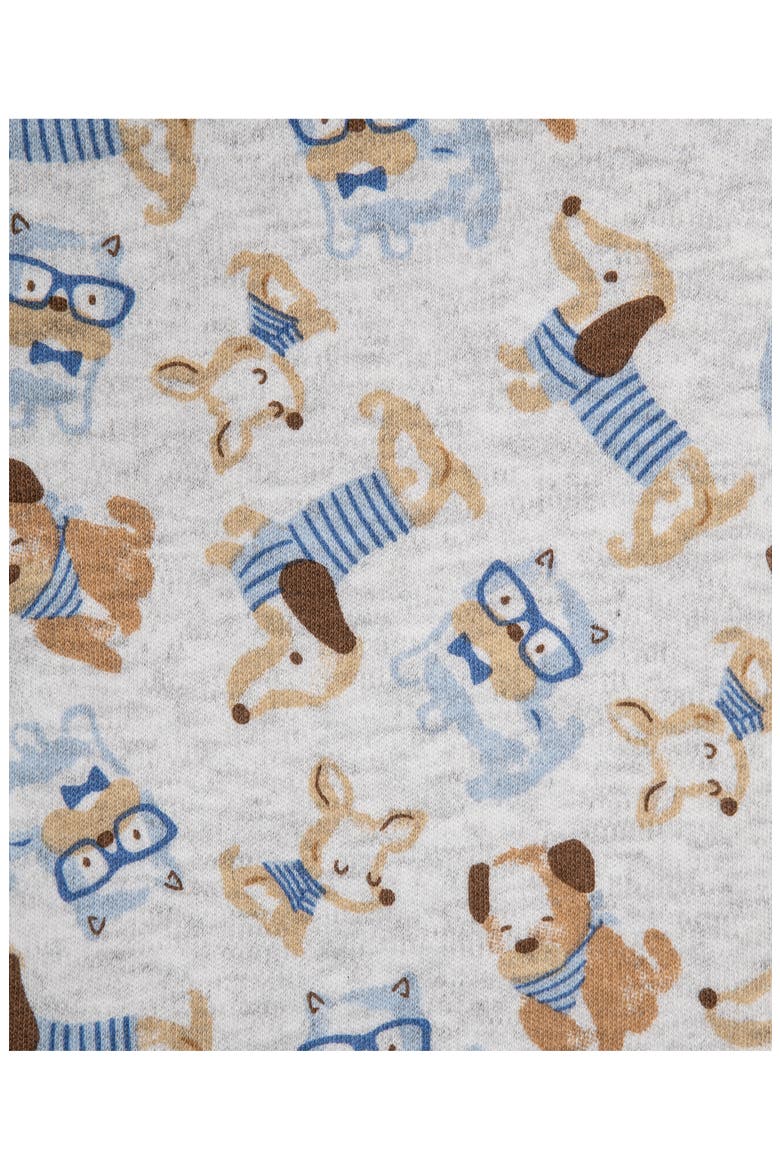 Puppy Waffle Hooded Bodysuit & Knit Pants Set, Alternate, color, BLUE