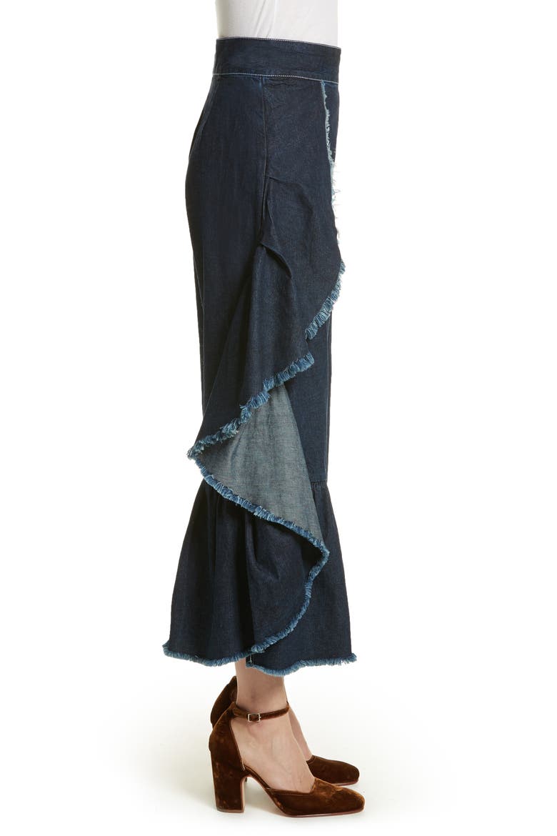 Revel Ruffle Pants, Alternate, color, DARK INDIGO