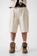 GUESS Pleated Stripe Baggy Shorts