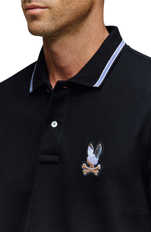 Psycho Bunny Dante Tipped Pima Cotton Piqué Polo In Black