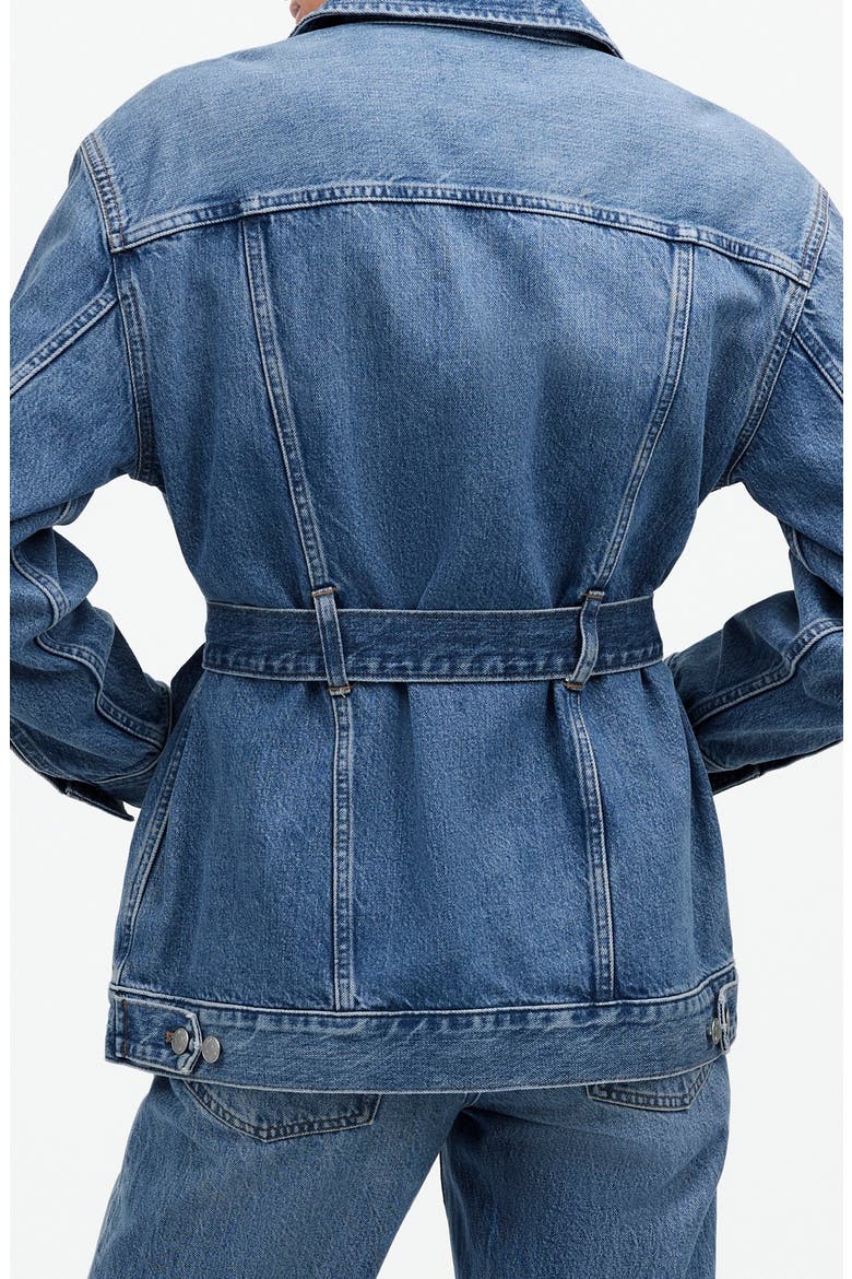 Belted Oversize Trucker Jean Jacket, Alternate, color, RESTON WASH