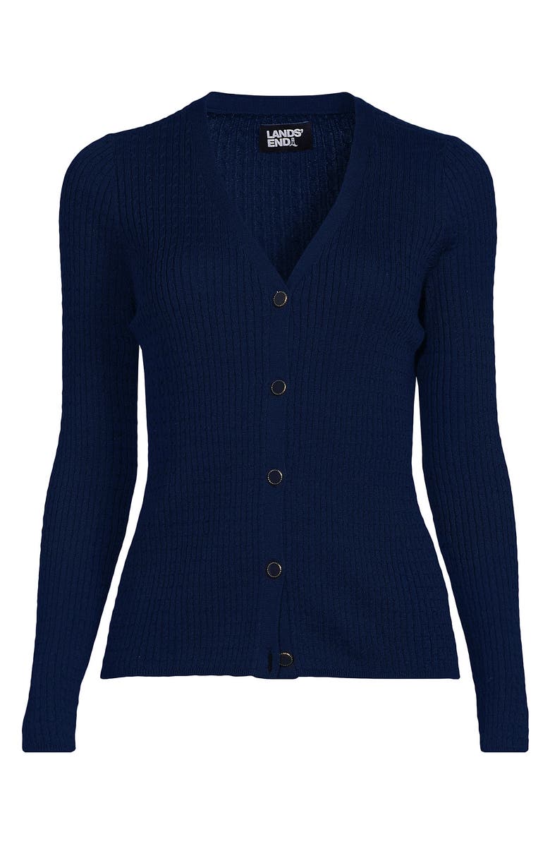Lands' End Drifter Baby Cable VNeck Cardigan Sweater, Alternate, color, Deep Sea Navy