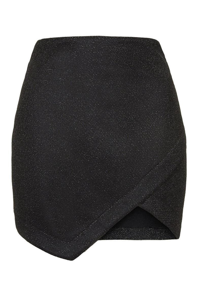 Tinsel Wrap Miniskirt, Alternate, color, BLACK