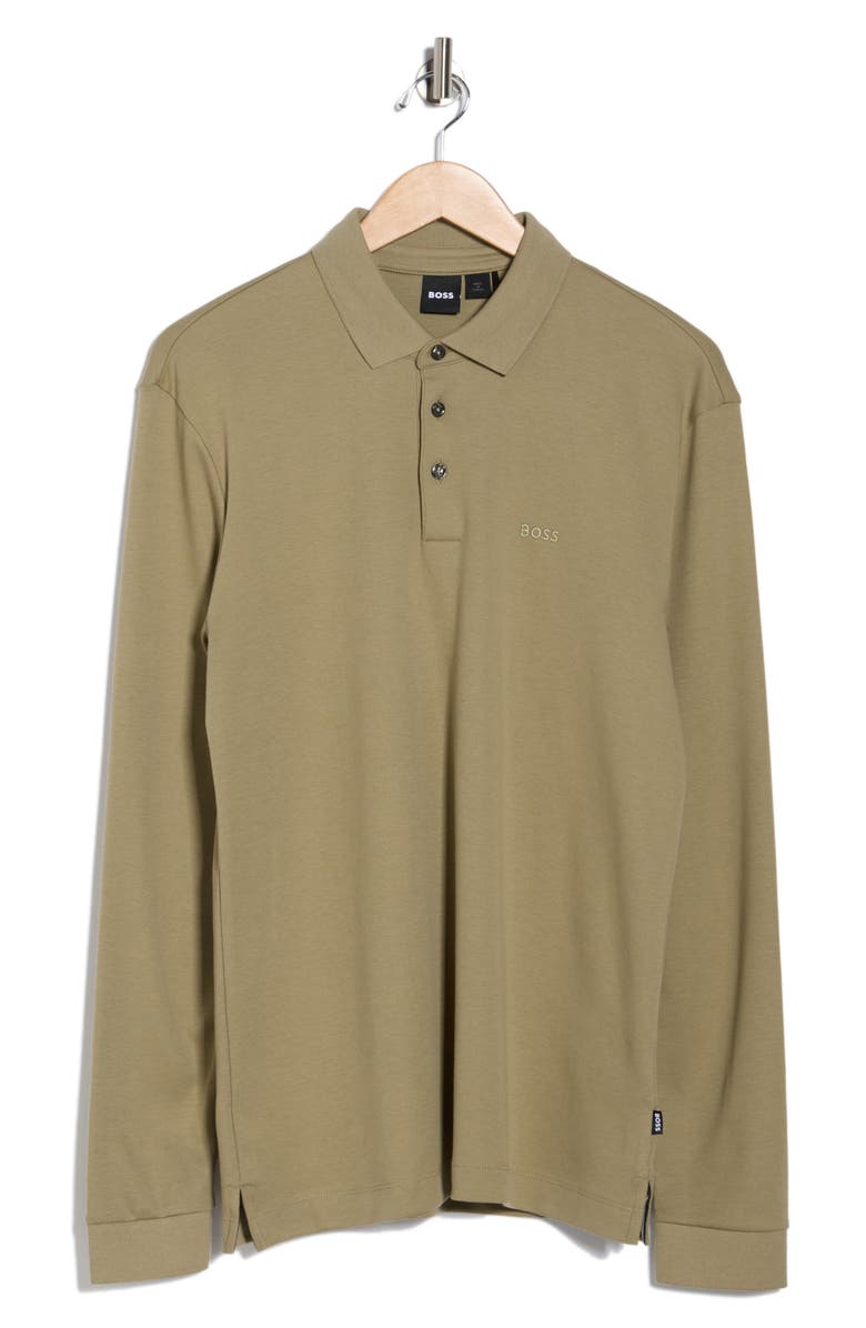 BOSS Pado Long Sleeve Cotton Polo, Alternate, color, Green