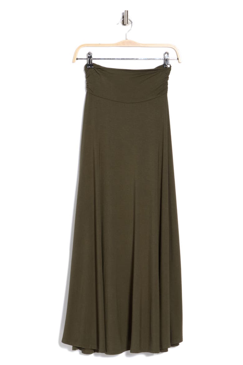 Foldover Waist Midi Skirt, Alternate, color, OLIVE