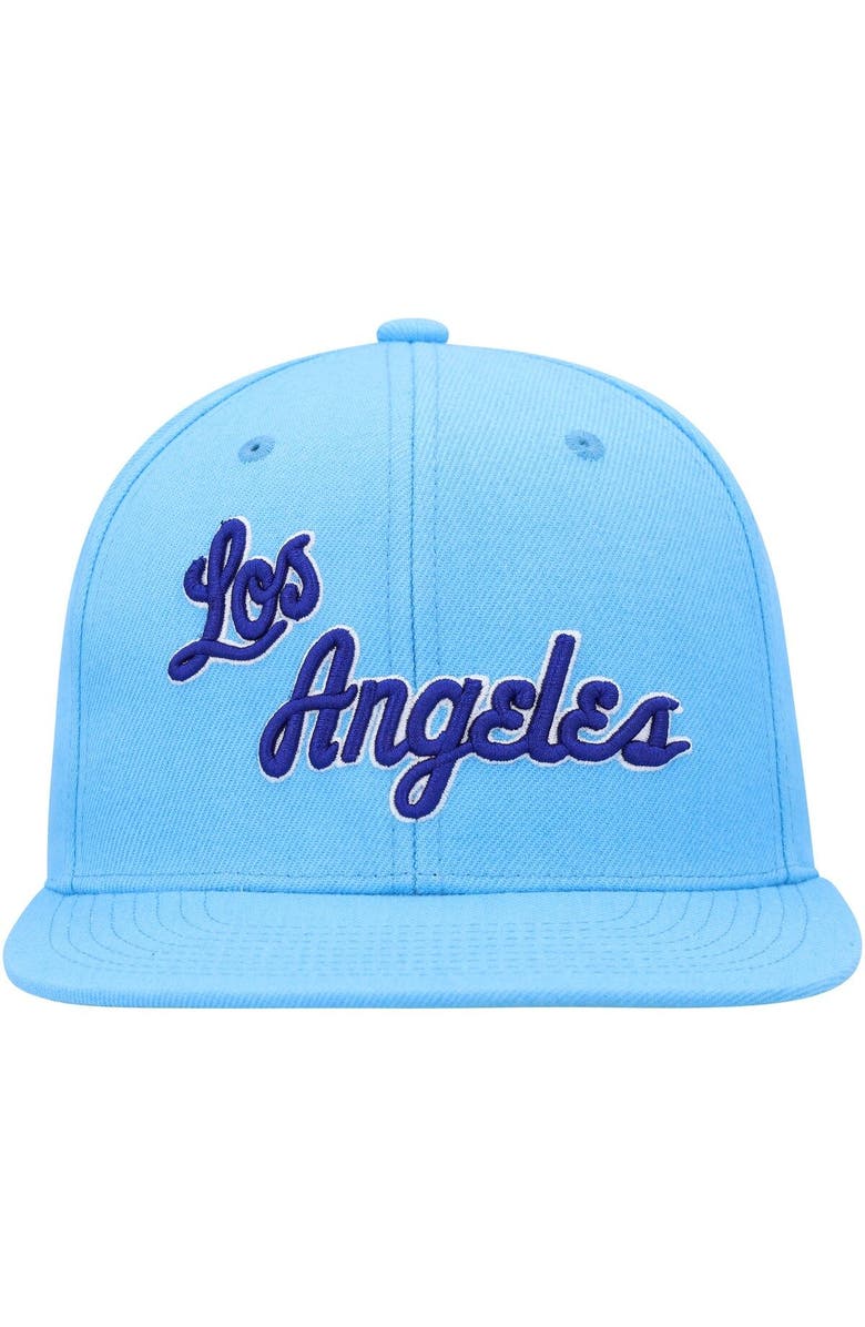Mitchell & Ness Men's Mitchell & Ness Powder Blue Los Angeles Lakers Hardwood Classics MVP Team Ground 2.0 Fitted Hat, Alternate, color, 