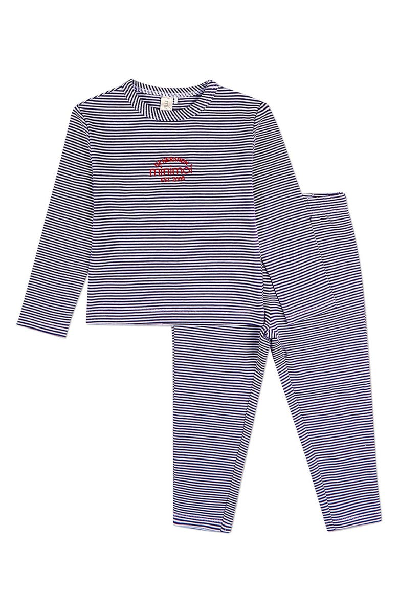 MiniMoi Mini-Stripe Generation Pajama Set, Main, color, Berry