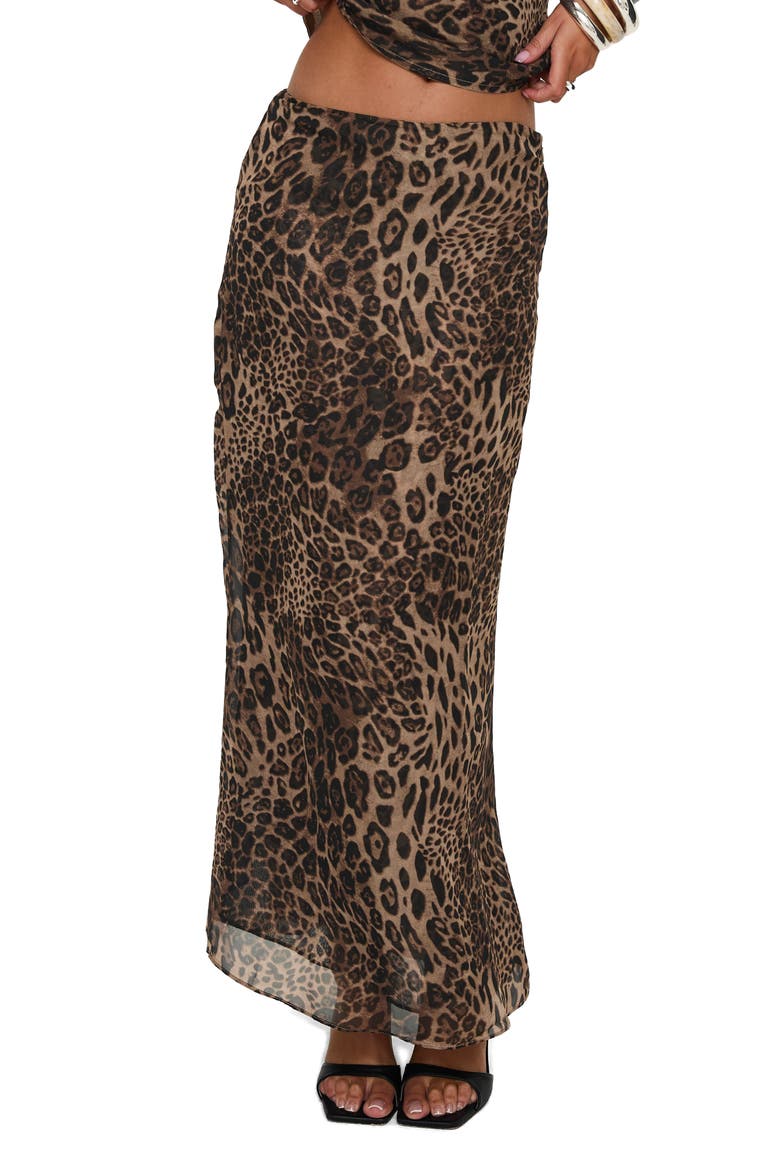 Eleganza Leopard Print Maxi Skirt, Main, color, BROWN