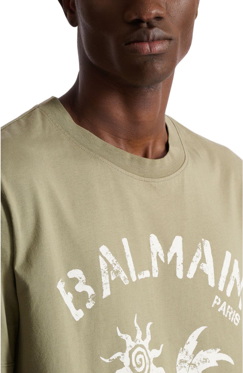 Balmain t-shirt with plage print, Alternate, color, Green