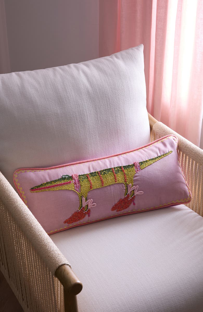 MACKENZIE CHILDS Patience Brewster Gloria Alligator Lumber Pillow, Alternate, color, Pink