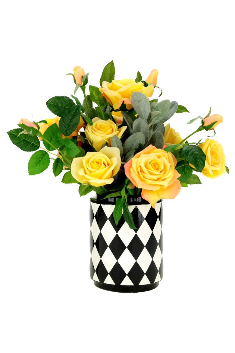 Rose Floral Arrangement in Vase, Main, color, Yellow