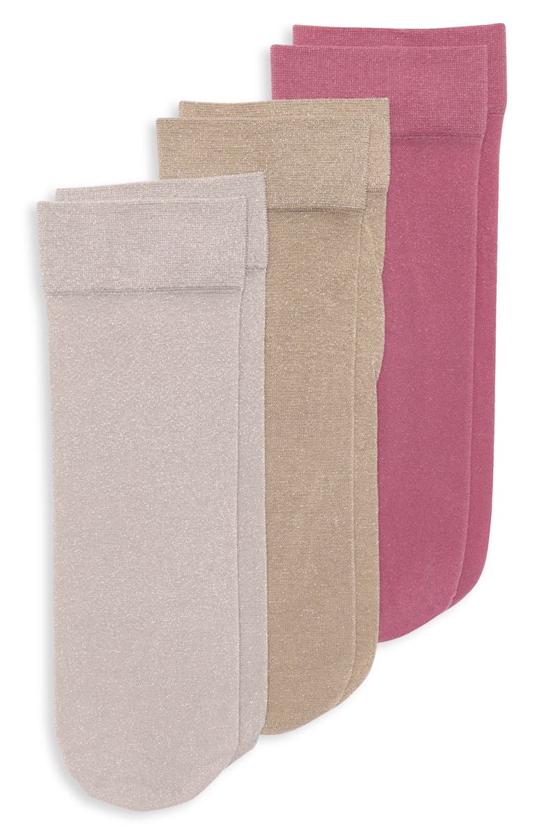 NORDSTROM RACK Assorted 3-Pack Sheer Anklet Socks, Main, color, Pinks