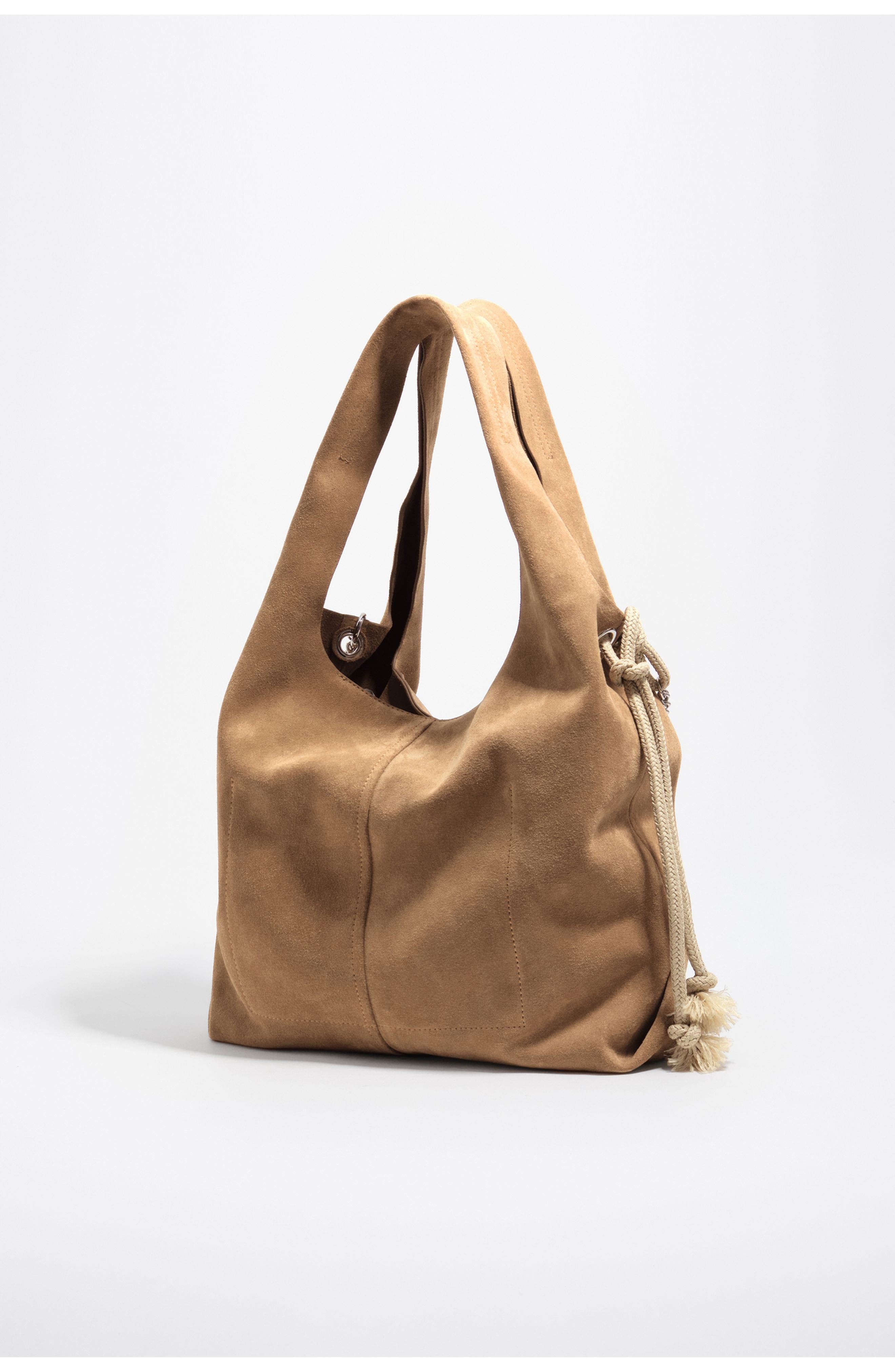 Medium Suede Paper Bag, Alternate, color, NATURAL