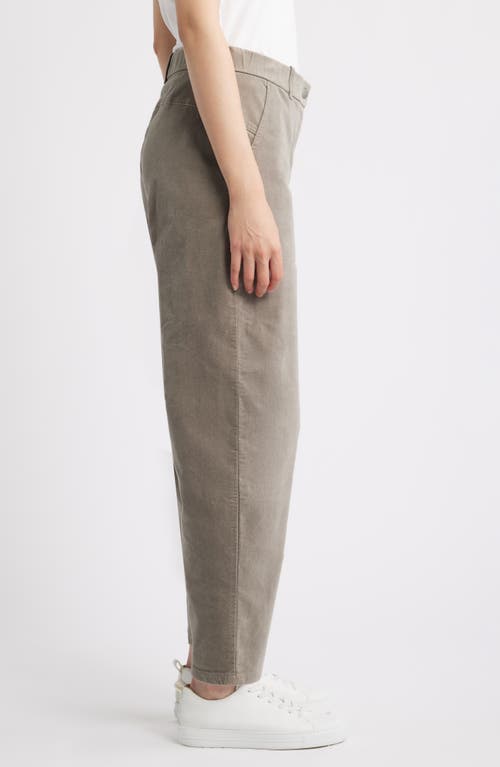 Eileen Fisher Barrel Leg Stretch Organic Cotton Ankle Pants In Gray