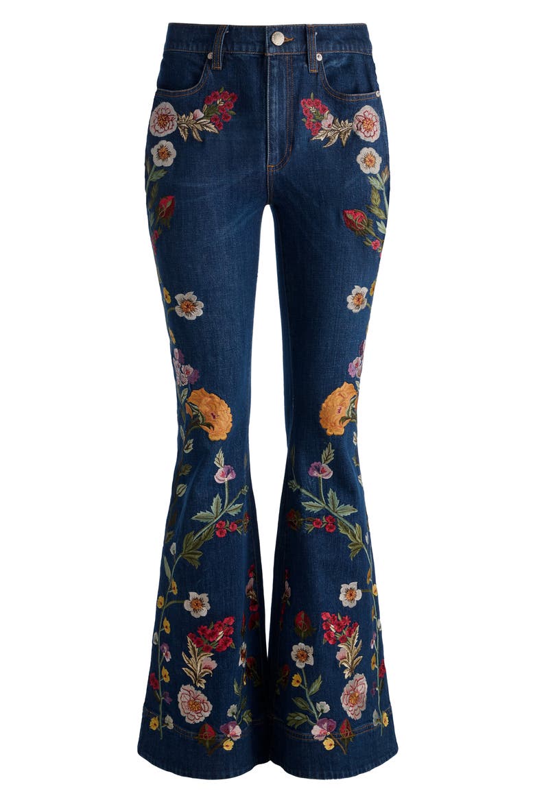 Beautiful Floral Embroidered Flare Jeans, Alternate, color, CATHERINE DARK MULTI