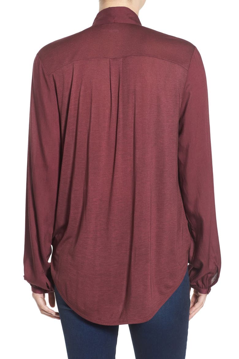Cross Front Woven Blouse, Alternate, color, BURGUNDY STEM
