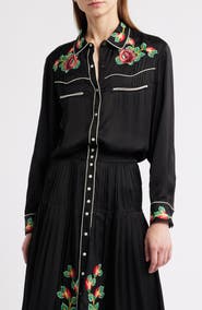 THE GREAT. Heirloom Rose Snap-Up Shirt