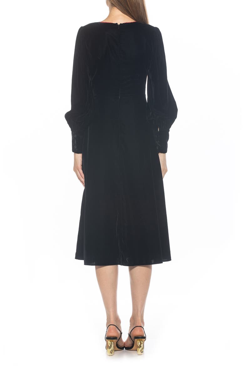 Willa Bishop Sleeve Velour Dress, Alternate, color, BLACK