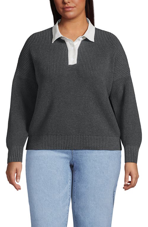 Lands' End Drifter Rugby With Woven Collar Sweater In Animal Print