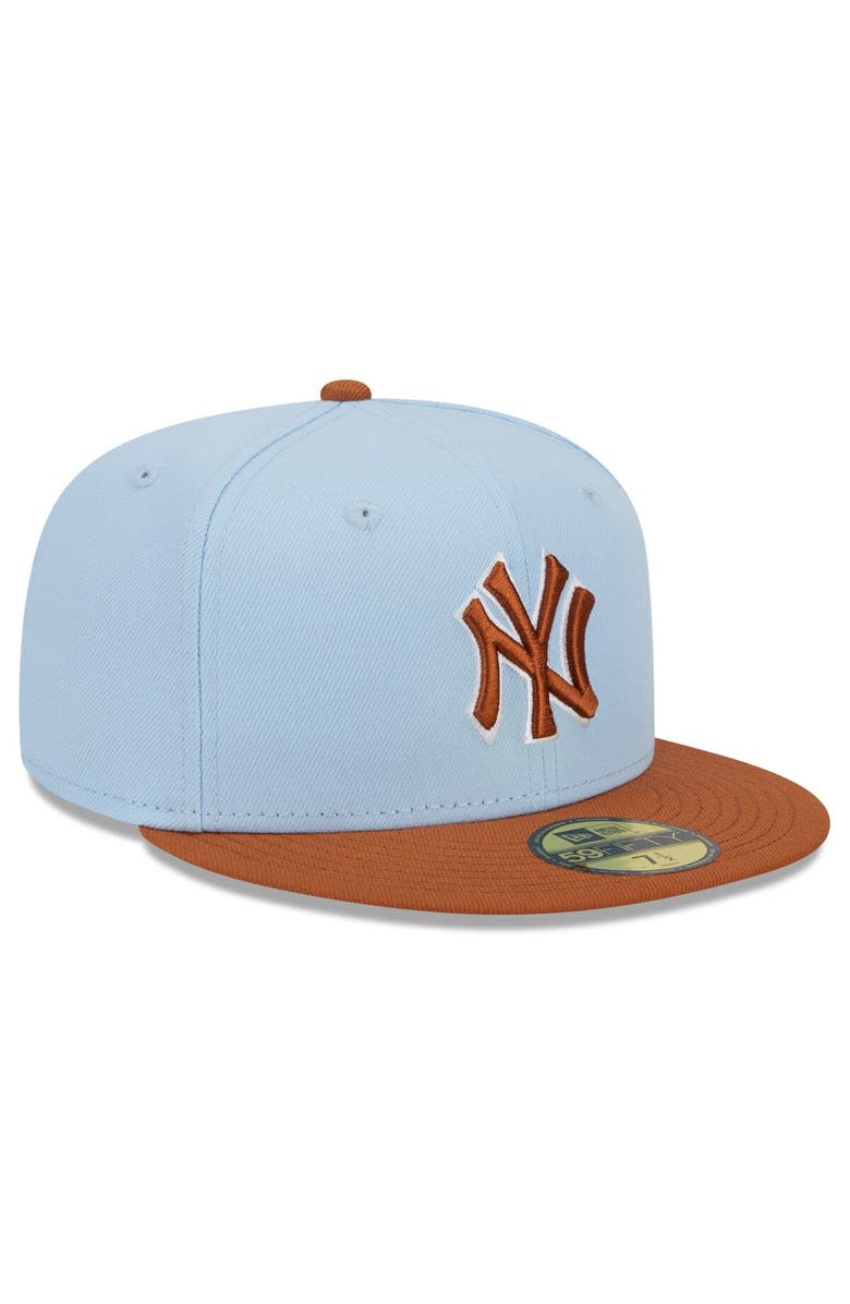 New Era Men's New Era Light Blue/Brown New York Yankees Spring Color Basic Two-Tone 59FIFTY Fitted Hat, Alternate, color, Light Blue