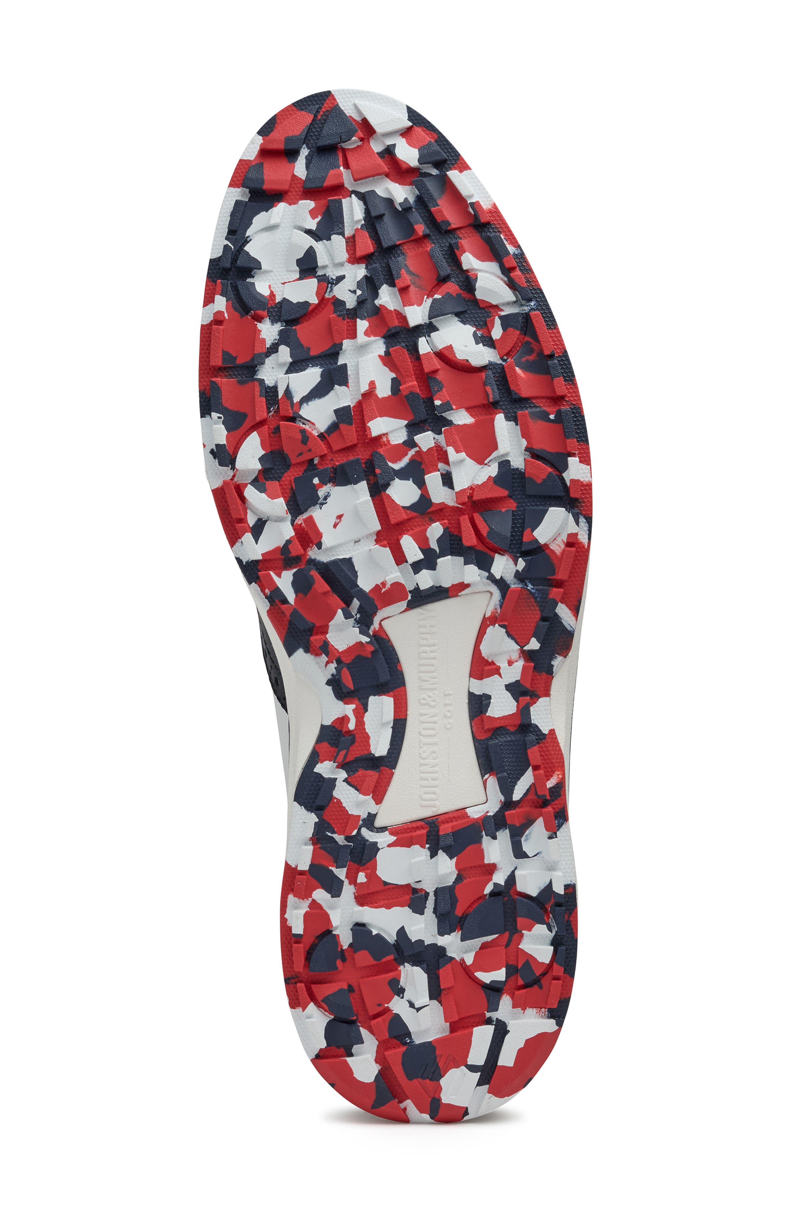 Johnston & Murphy Amherst Waterproof Golf Shoe, Alternate, color, Red/ White/ Blue Coated Knit