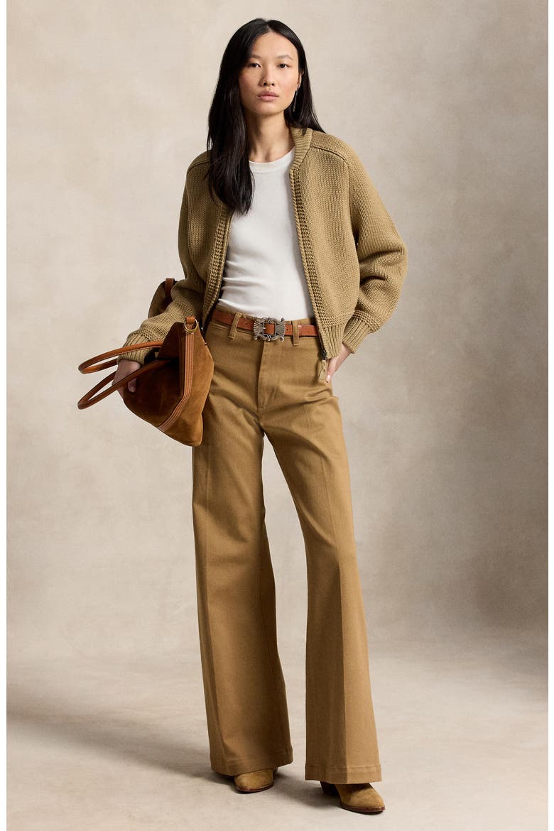 Full Zip Cotton Blend Cardigan, Alternate, color, DESERT KHAKI