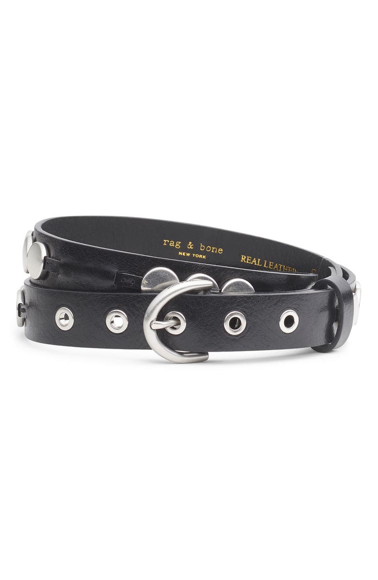 rag & bone Luna Leather Belt, Main, color, Black