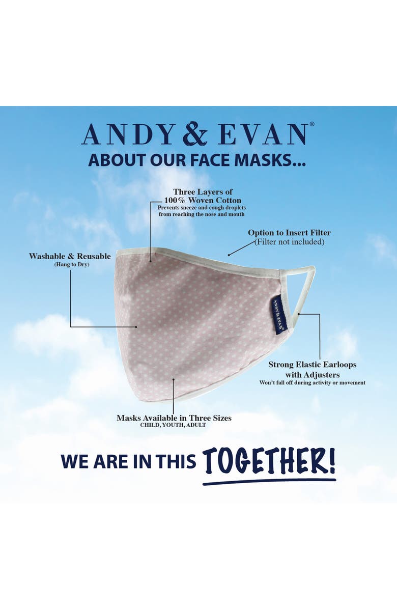 Andy & Evan 4-Pack Youth Face Masks, Alternate, color, 