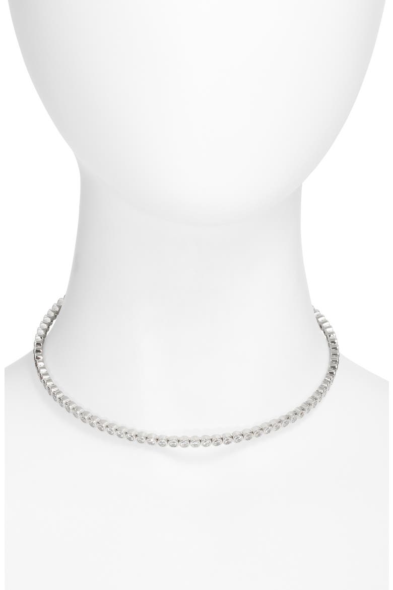 Dazzle Cubic Zirconia Flex Choker, Main, color, RHODIUM