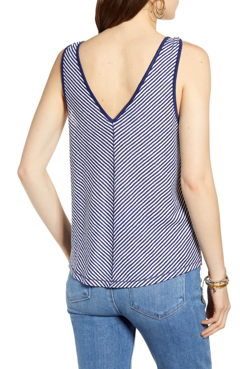 PAIGE Rylen Stripe Knot Shoulder Linen Tank, Alternate, color, 