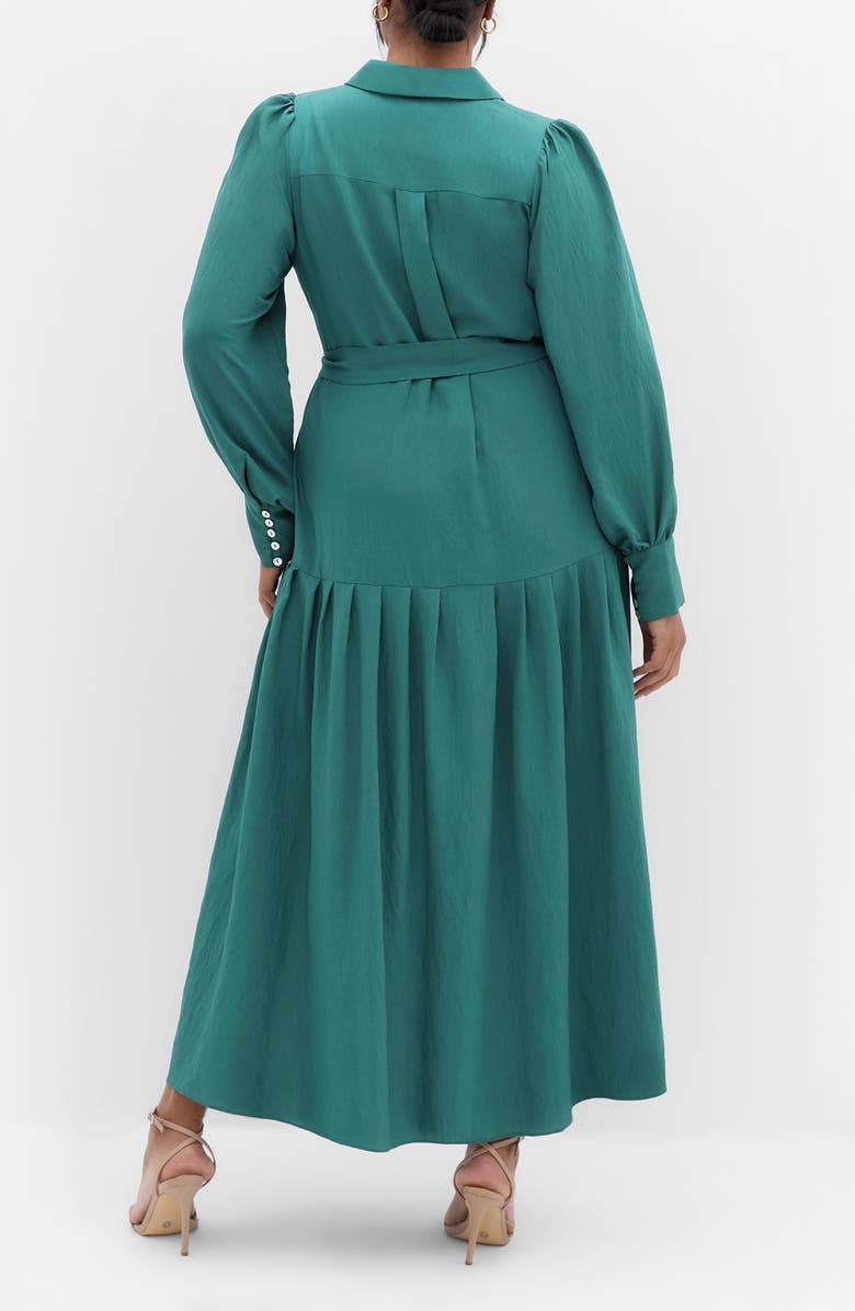 City Chic Romie Button-Up Shirtdress, Alternate, color, Jade