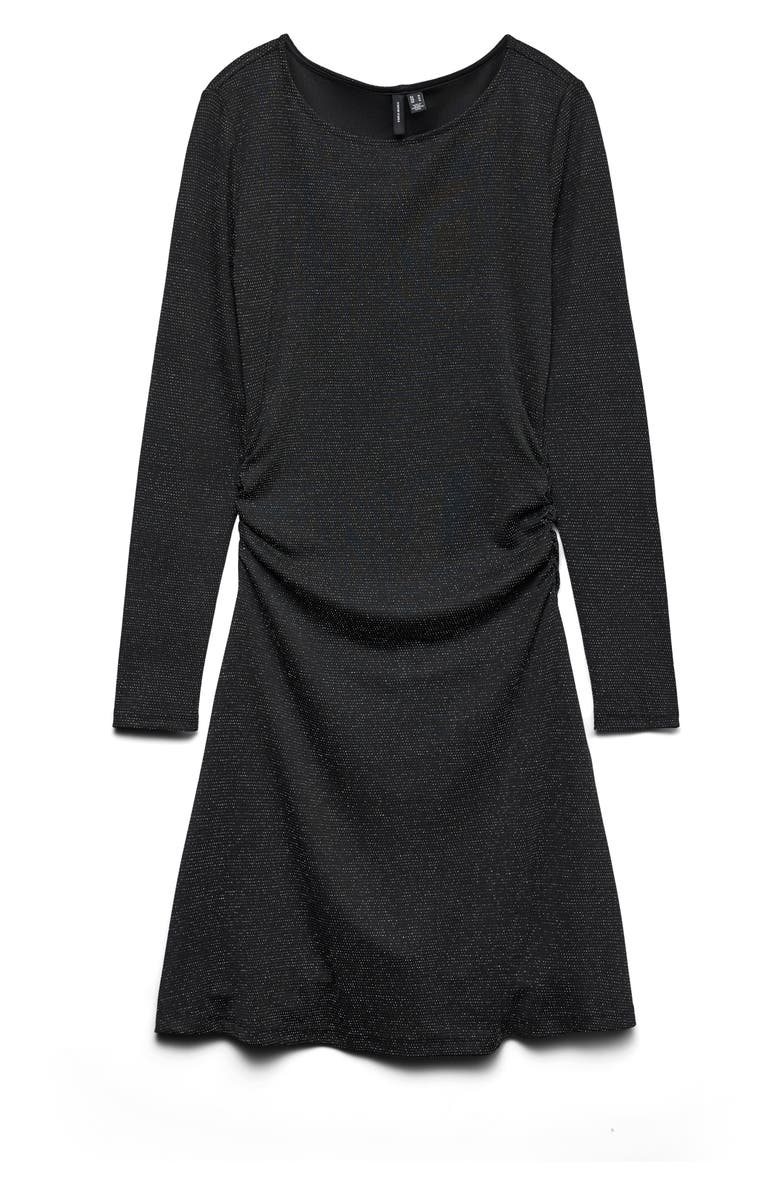 VERO MODA Kanva Long Sleeve Fit & Flare Dress, Main, color, Black Detail Silver