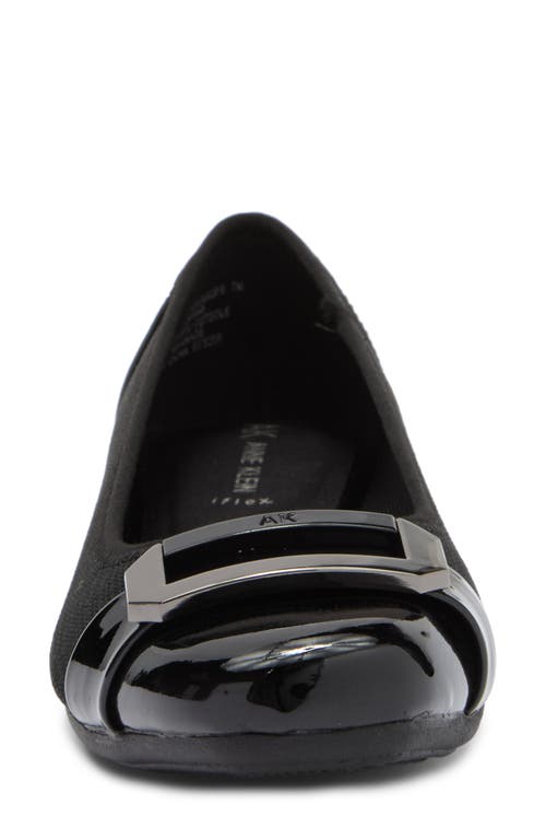 Anne Klein Ursula Buckle Ballet Flat In Black Flyknit