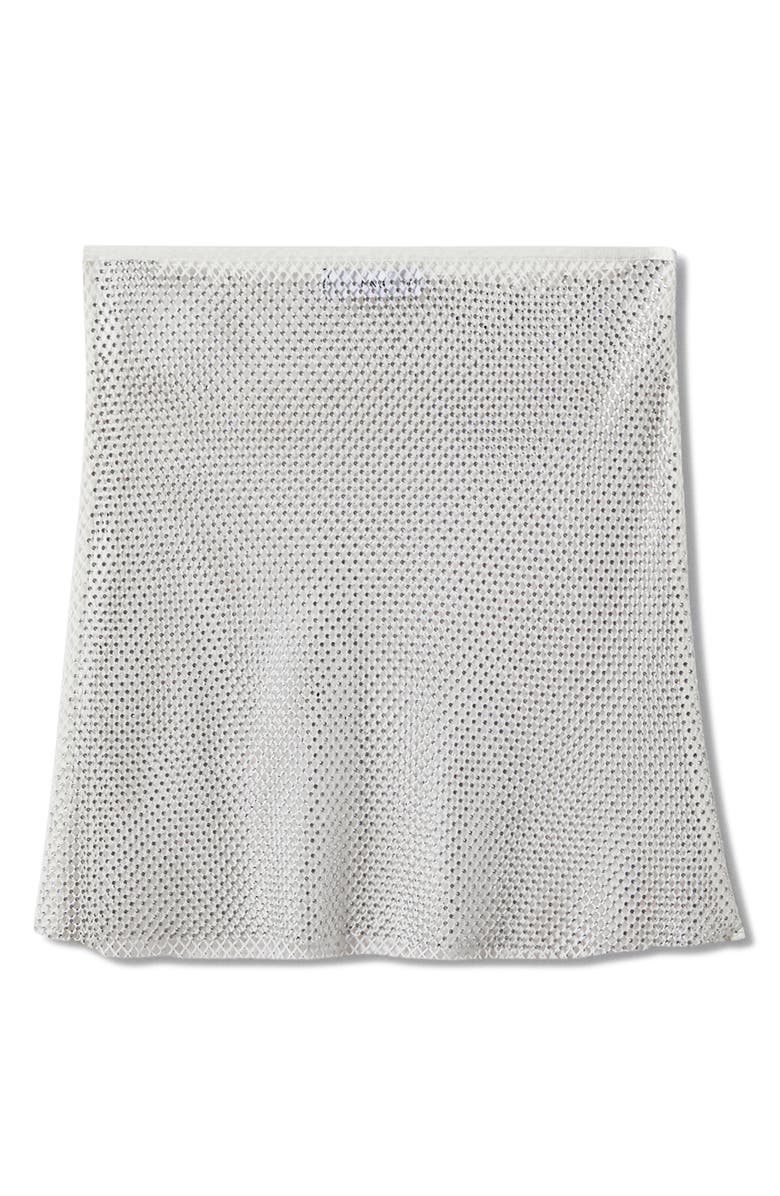 MANGO Stress Sequin Knit Mesh Miniskirt, Alternate, color, White