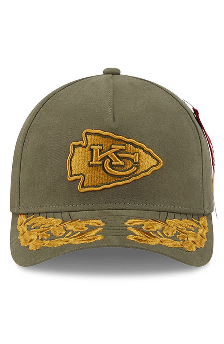 New Era x Alpha Industries Men's New Era x Alpha Industries  Olive Kansas City Chiefs A-Frame 9FORTY Adjustable Hat, Alternate, color, Olive