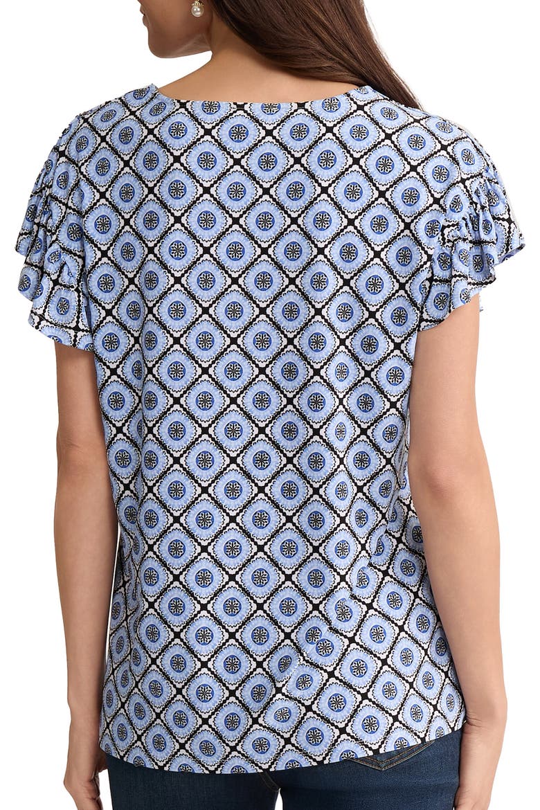 Print Flutter Sleeve Top, Alternate, color, BLUE BREEZE MULTI