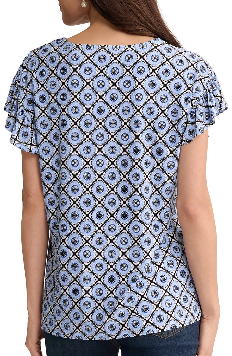 Jones New York Print Flutter Sleeve Top, Alternate, color, Blue Breeze Multi