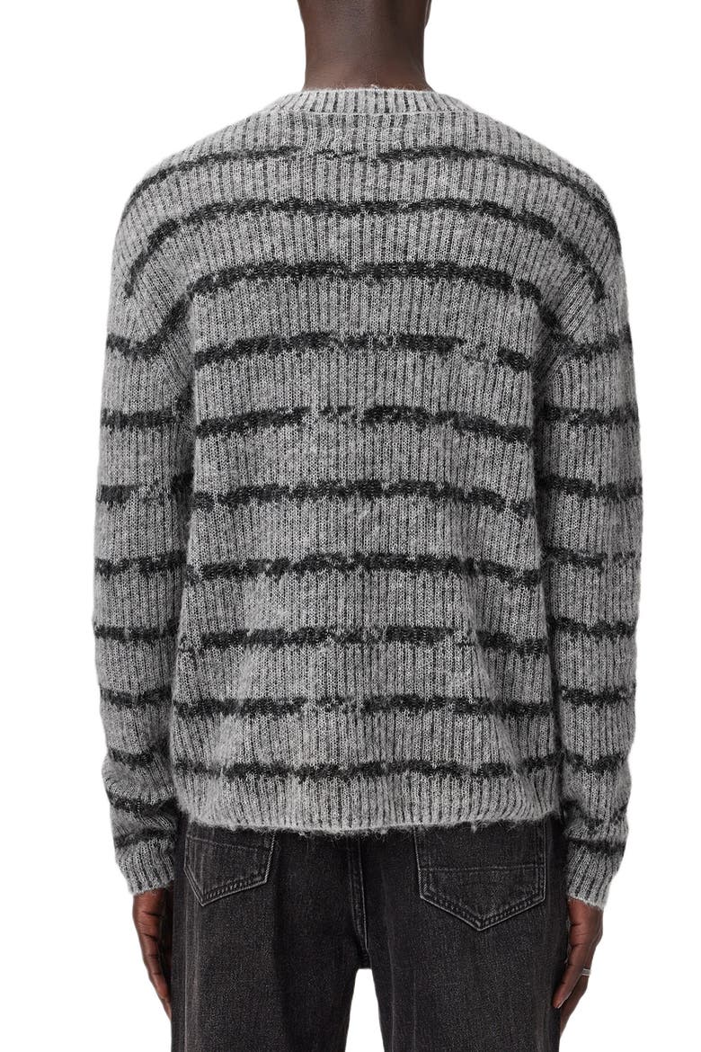 Dissolved Stripe Crewneck Sweater, Alternate, color, GREY/ BLACK