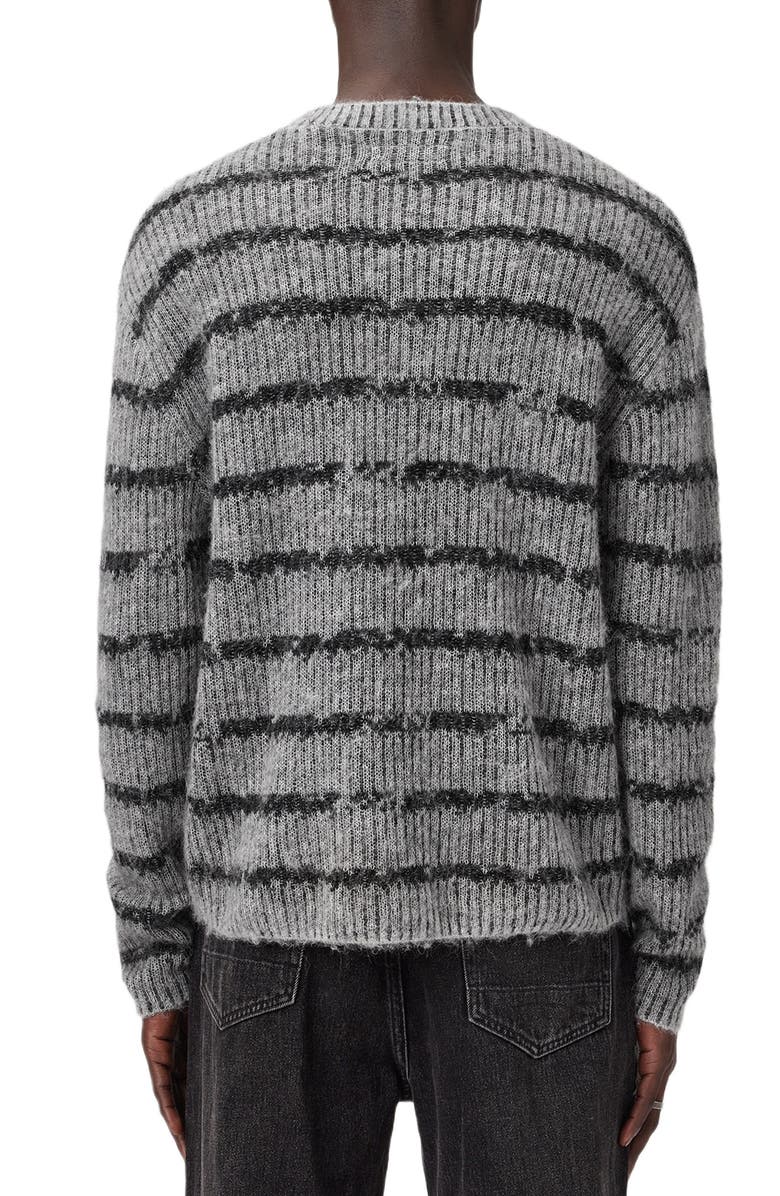 AllSaints Dissolved Stripe Crewneck Sweater, Alternate, color, Grey/ Black