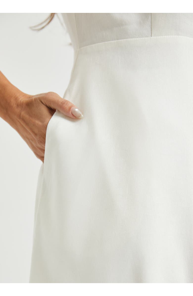 Betabrand AirWeave Fit & Flare Shirt Dress Stretch Linen, Alternate, color, Star White