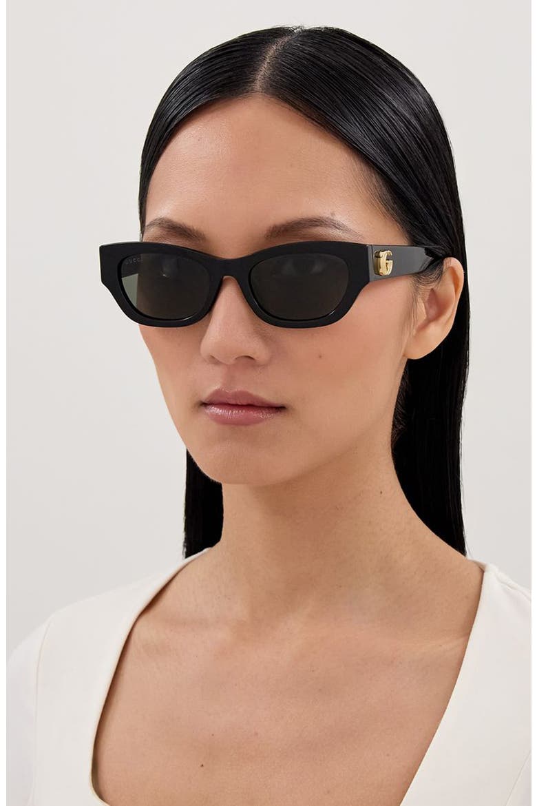 53mm Cat Eye Sunglasses, Alternate, color, BLACK