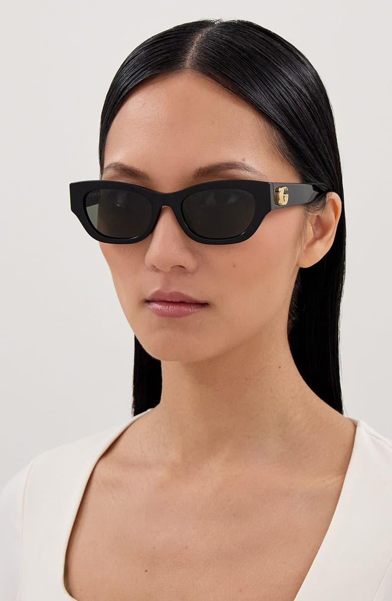 Gucci 53mm Cat Eye Sunglasses, Alternate, color, Black