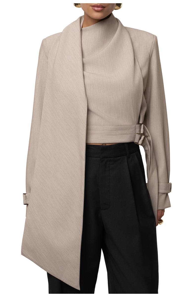 JLUXLABEL Aligned Scarf Top, Alternate, color, Beige