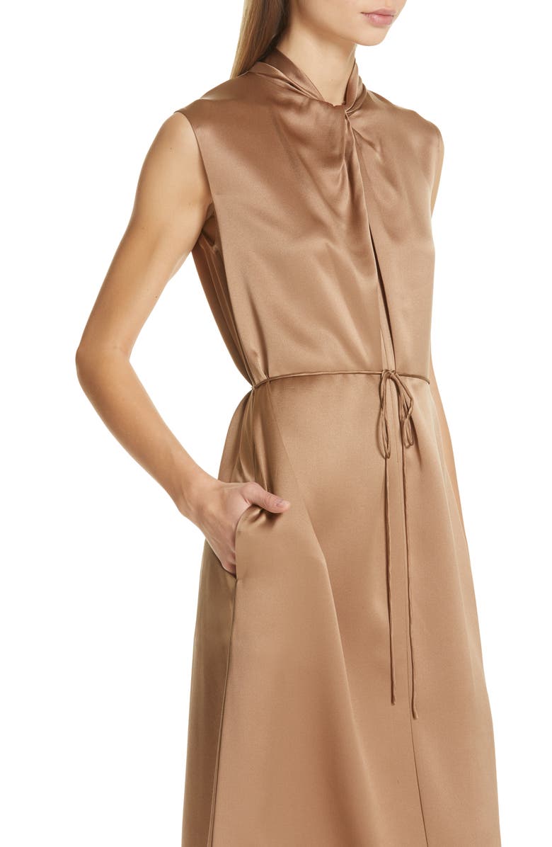 Vince Knot Neck Tie Waist Midi Dress, Alternate, color,