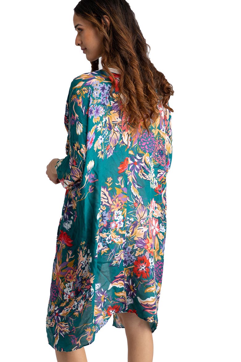 Floral Ruana, Alternate, color, TEAL