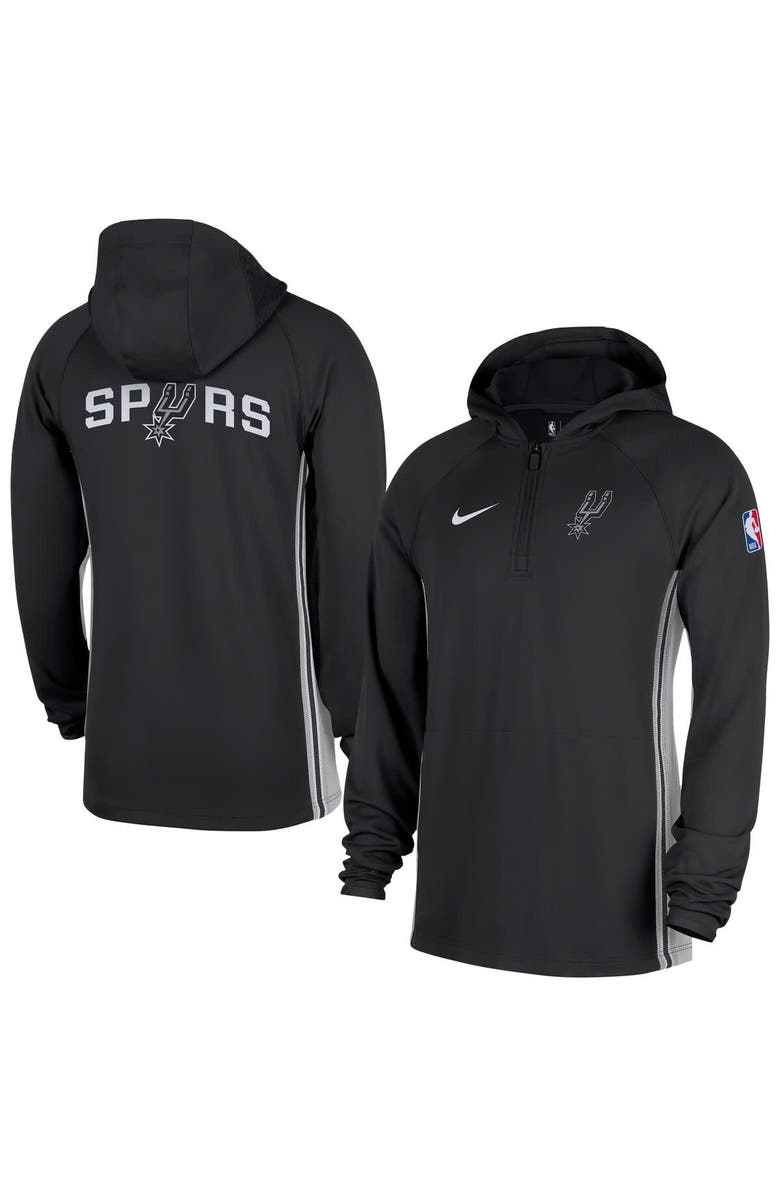 Nike Men's Nike  Black San Antonio Spurs Authentic On Court Zone Quarter-Zip Dri-FIT Hoodie Jacket, Main, color, Black