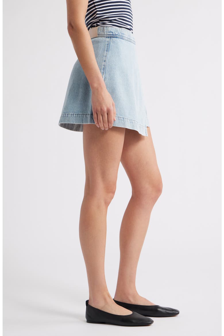 Aven Wrap Denim Miniskirt, Alternate, color, ALIZA